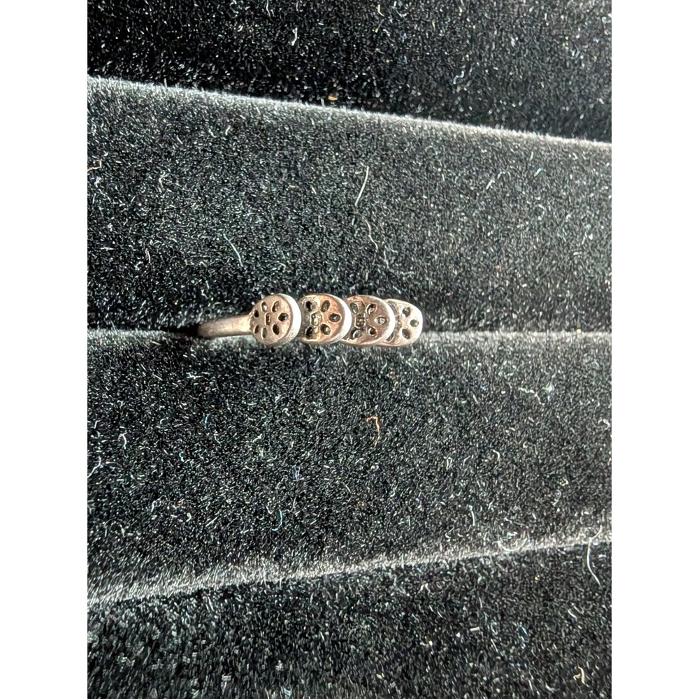 Size 5.75 Sterling Silver 925 Adjustable Ring Stackable Five Lotus Flower Charms